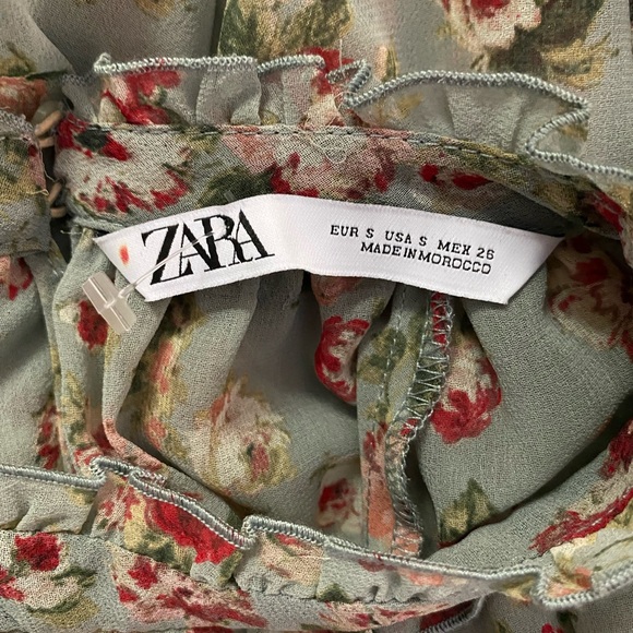 ZARA Floral Long Sleeve Top Size S - Picture 5 of 6